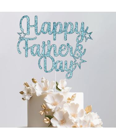 WedDecor Happy Fathers Day Baby Blue Glitter Cake Topper Best Dad Ever Cake Picks For Father's Day Celebration Cake Decoration Theme Party Favor Supplies - Buy Online on GoSupps.com