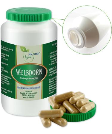 Vita Ideal Vegan Hawthorn Berries 2x360 Capsules - Pure Crataegus Monogyna Powder 1000mg Daily Dose Additive-Free Vegan Friendly - Buy Online on GoSupps.com