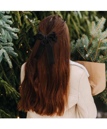 Desenda Handmade Velvet Bow Hair Clip Large Satin Ribbon Bow Hairpin Barrettes Fastener French Hair Bow Headband Elegant Hair Tie Vintage Hair Accessories for Party Gift Girls Women - Black - Buy Online on GoSupps.com