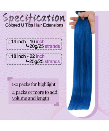 Runature Blue U Tip Hair Extensions - 45cm Remy Real Hair 25g Keratin Bonding for Hair Recovery - Buy Online on GoSupps.com