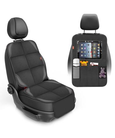VANLONTD Car Seat Protector + Backseat Car Organizer Kick Mat Car Seat Cover for Child Baby Carseat with Storage Pockets Universal Size fit for Leather and Fabric Car Seat black