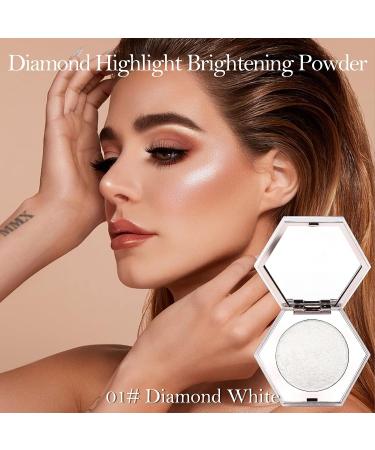 Erinde White Silver Face Highlighter Palette - Shimmer Glitter Powder for Face & Body | Natural Illuminator with Long-Lasting, Lightweight Formula - 01 Diamond White - Buy Online on GoSupps.com