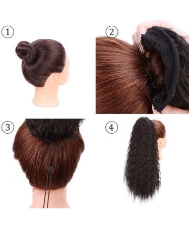 Curly Updo Bun Ponytail Hair Extension | 45cm Dark Blonde & Chocolate Brown Mix - Synthetic & Natural Look - Buy Online on GoSupps.com