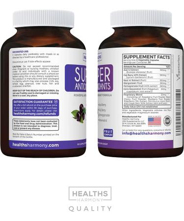 Super Antioxidant Supplement - Acai Berry, Goji Berry, Pomegranate & Trans Resveratrol Blend - Natural Fruit Formula for Skin Care - 60 Capsules - Buy Online on GoSupps.com