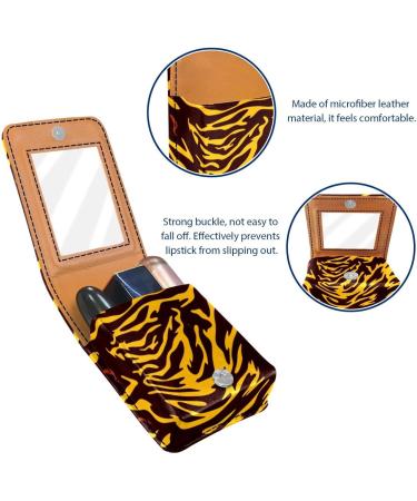 Stylish Leather Lipstick Case with Mirror - Mini Lip Gloss Organizer in Tiger Print | Perfect for Travel & Storage - Buy Online on GoSupps.com