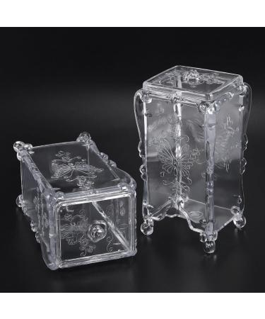 Lizusidtsy 2Pcs Makeup Cotton Pad Organizer Butterfly Fancy Storage Box for Nail Art Wipe Cotton Makeup Tools Transparent White - Buy Online on GoSupps.com