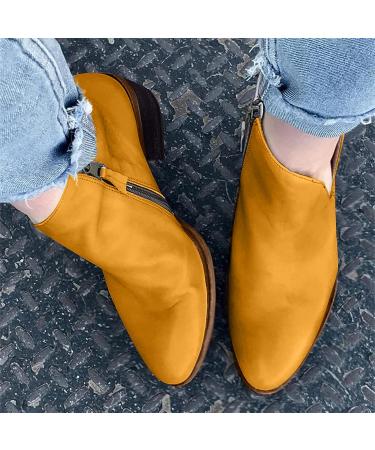 Winter & Autumn Women's Slim Zipper Low Heel Ankle Boots - Casual Solid Color Cowboy Boots for Comfort & Style | Round Toe Western Knight Work Boots - Buy Online on GoSupps.com