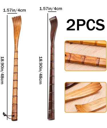 Back Massage & Scratch Set - 2-Piece 19 Bamboo Back Scratchers for Itching Relief | Handheld Wood Massagers for Adults - Buy Online on GoSupps.com