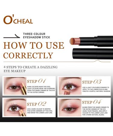 O'CHEAL Lot de 4 crayons de fard paupi res d grad de trois couleurs - Effet mat - Brillant - Imperm able - Longue dur e - Convient pour le maquillage quotidien - Buy Online on GoSupps.com
