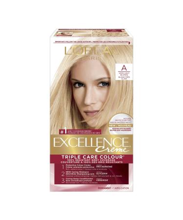 L Or al Paris Excellence Cr me Permanent Hair Color A Very Light Blonde 100% Grey Coverage Hair Dye 1 EA (Packaging May Vary) A Very Light Blonde Cream formula