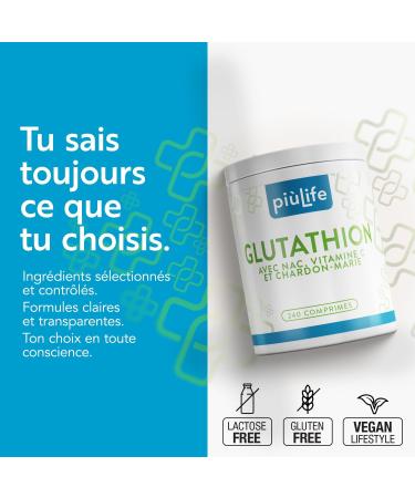 Glutathion R duit 500 mg Pi Life 240 Comprim s Avec Vitamine C NAC (N-ac tylcyst ine) et Extrait de Chardon-Marie Antioxydant Soutien Immunitaire et Bien- tre H patique - Buy Online on GoSupps.com