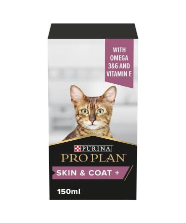 PRO PLAN Cat Skin and Coat Supplement | Skin health support lustrous coat | with salmon oil linseed oil omega 3 omega 6 vitamin E | Adult and Senior cats | Oil 150 ml Cat Supplements 150 ml (Pack of 1)