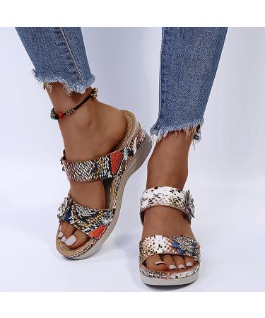 NLOMOCT Orthopedic Sandals for Women Arch Support Leopard Print Wedges Sandal 6.5 - Buy Online on GoSupps.com