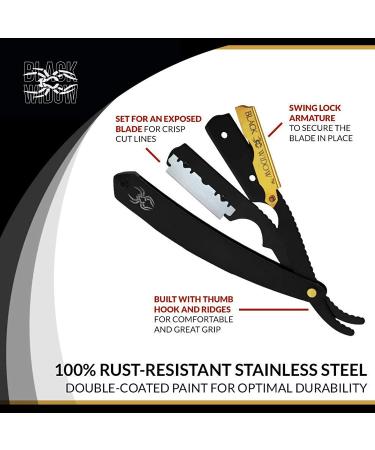 Black Widow Professional Barber Straight Edge Razor - Gold (1.5mm) - Buy Online on GoSupps.com