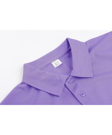 TACVASEN Men's Outdoor Sport Performance Polo Short Sleeve Shirt - Light Purple (Large) #33 - Buy Online on GoSupps.com