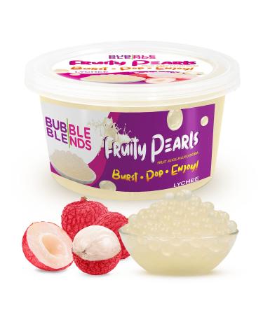 Bubble Blends Lychee Popping Boba (1lb / 16oz) - Popping Pearls Non-Dairy, 100% Fat-Free & Gluten-Free - Real Fruit Juice - Bursting Boba Pearls for Bubble Tea and Boba Drink (4.5 Servings) Lychee Pack of 1