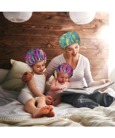 3 Pack Kids Satin Bonnets - Adjustable Silk Sleeping Cap for Toddler Child Baby - Fun Prints - Shower & Night Hat - Buy Online on GoSupps.com