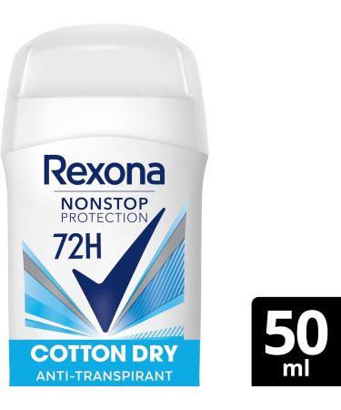 Rexona Nonstop Protection Cotton Dry Antiperspirant Deodorant Stick with 72 Hour Protection Against Sweat and Body Odour 50ml - Buy Online on GoSupps.com