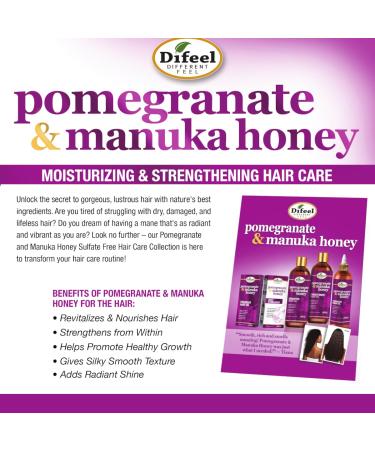 Difeel Pomegranate & Manuka Honey Shampoo & Conditioner Set - 4-PC (33.8oz Shampoo 33.8oz Conditioner 8oz Leave-In Spray 7.1oz Hair Oil) - Nourish & Revitalize Hair - International Shipping Available - Buy Online on GoSupps.com