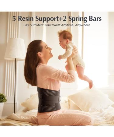 Utoo Back Brace for Low Back Pain with Removable Lumbar Pad Adjustable Women and Man Lumar Support Belt for Heavy Lifting Back Support Belt with 7 Stays to relief Sciatica Pain Herniated Disc Black-L - Buy Online on GoSupps.com