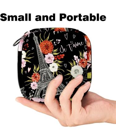 Paris Black Eiffel Tower Storage Bags for Women's Bandages & Portable Menstrual Pads | Ideal for School & Office - Buy Online on GoSupps.com
