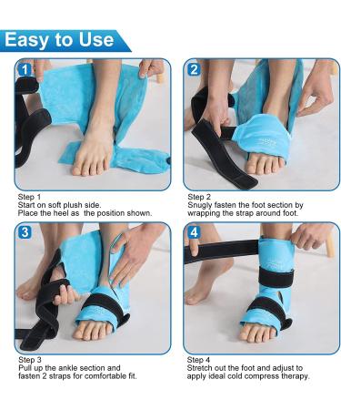 Relief Expert Ankle Foot Ice Pack Wrap - Reusable Gel Cold Pack with Compression Therapy for Achilles Tendonitis & Plantar Fasciitis - Instant Pain Relief - Soft Plush Lining - Blue Medium - Buy Online on GoSupps.com
