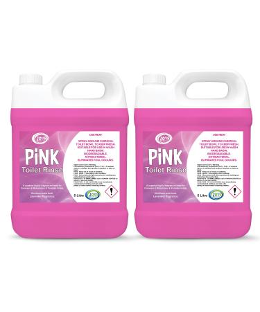 Pink Toilet Chemical Rinse 2 x 5 Litre for Motorhomes & Caravans | Eco-Friendly Odour Eliminator | Up to 50 Treatments Each