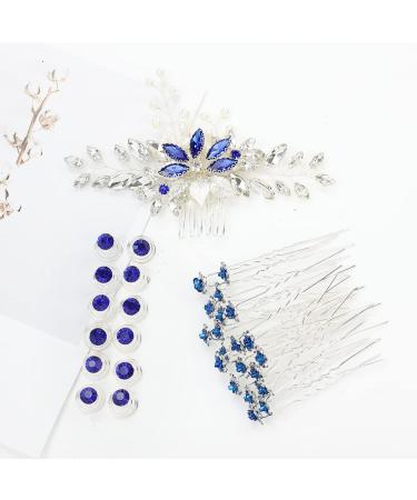 inSowni 33 Pack Royal Blue Rhinestone Pearl Bridal Hair Combs, Clips, and Pins - Wedding Accessories for Women and Bridesmaids - Buy Online on GoSupps.com