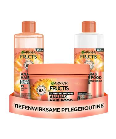 Garnier fructis glossy haircare set for long and lackluster hair with vitamin and lipid complex pineapple food shampoo (400 ml) rinsing (400 ml) 3in1 mask (400 ml) 3-part pineapple 1.2 l (1 Pack) - Buy Online on GoSupps.com