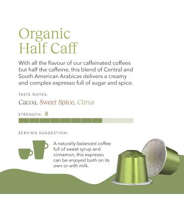 CRU Kafe "Half Caff" Nespresso Compatible Coffee Pods 80 Aluminium Capsules Organic Half Caff Coffee 10 count (Pack of 8) - Buy Online on GoSupps.com
