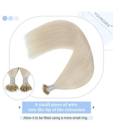 Youngsee Nano Ring Extensions - Real Hair Blonde 40cm | Nano Rings Hair Extensions - Platinum Blonde 1g/s Smooth 50g #60A - Buy Online on GoSupps.com