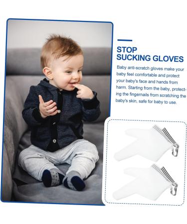 KOMBIUDA Anti-Eating Gloves Baby Mits Infant Thumb Sucking Kit - White 12x7cm - Buy Online on GoSupps.com