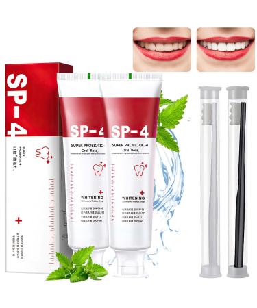 Sp-4 Toothpaste Sp-4 Probiotic Whitening Toothpaste Fresh Breath Toothpaste Brightening & Stain Removing Toothpaste (2Pcs + 2* Toothbrush)