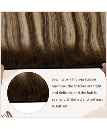 LAAVOO Treeen Real Hair Balayage Extensions - Dark Brown Ombre Caramel Blonde 30cm Double Weft 80g #4/27/4 - Buy Online on GoSupps.com