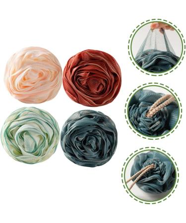Buy Housoutil 4pcs Rose Bath Ball Loofah Sponge - Exfoliating Shower Pouf & Scrubber for Smooth Skin | International Shipping - Buy Online on GoSupps.com