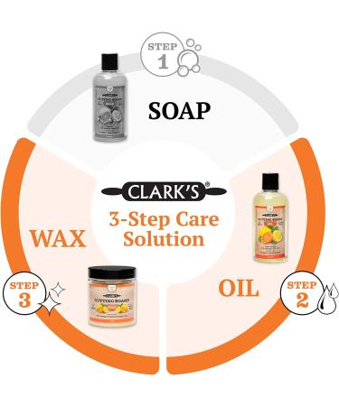 CLARKs Cutting Board Oil and Wax Kit - Mineral Oil (12oz) and Carnauba Beeswax (6oz) Set for Wood Care - Orange-Lemon Enriched - Buy Online on GoSupps.com
