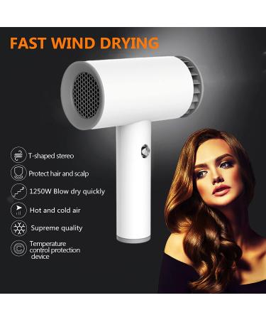 Cordless Hair Dryer USB Rechargeable Blow Dryer 1250W Fast Charging for Women Infants Kids Ourdoor Camping Beaches White - Buy Online on GoSupps.com