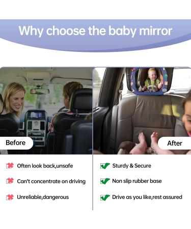 Buy Mlryh 360 Baby Car Mirror - Break-Proof Rear Seat Mirror with 8 DIY Decorations | Perfect for Safe International Travel - Buy Online on GoSupps.com