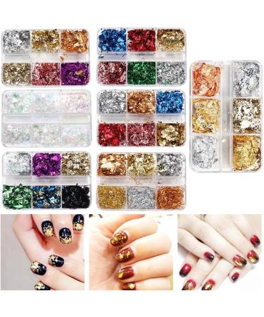 Manicure Nail Glitter DIY Ultra-thin Irregular Spangles Nail Gold Foil Aluminum Sequins Gold Glitter Flakes(7) Style07 - Buy Online on GoSupps.com