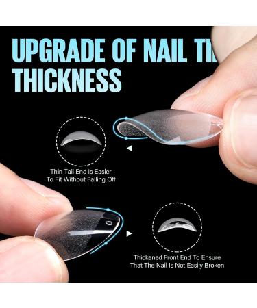 Buy Tomicca 504 Pieces Short Almond Nail Tips Soft Gel Complete Cover | Pre-Polished Artificial Nail Tips for Salon 12 Sizes Available - Buy Online on GoSupps.com