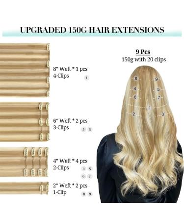 Buy Doores Clip In Extensions - Real Hair Dirty Blonde Highlights 24 Inch (60cm) 150g Remy Thick & Natural - Buy Online on GoSupps.com