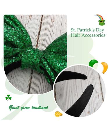 St. Patrick's Day Giant Green Sequin Bow Headband for Women and Girls - Buy Online on GoSupps.com