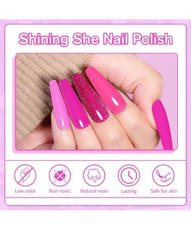 Shining She Gel Nail Polish Set - 10 Colors Purple Pink Rose Shimmer Glitter Kit for Salon & DIY - 8ML Soak-Off UV/LED Gel Polish Gift - Buy Online on GoSupps.com