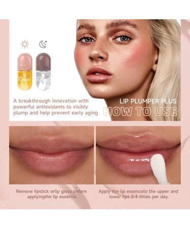 2 PCs Lip Plumper Set - Natural Makeup Lip Gloss & Serum for Fuller Hydrated Lips | Derol Lip Plumper - Buy Online on GoSupps.com