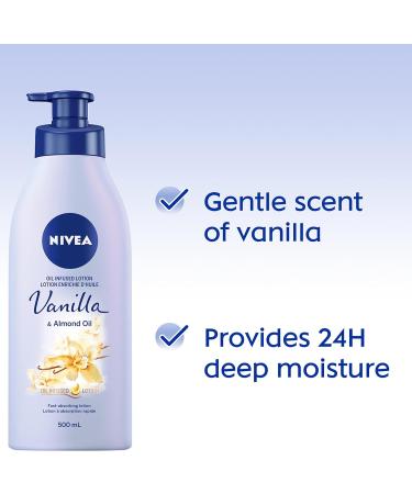 NIVEA Oil-Infused Vanilla & Almond Oil Body Lotion | Non-greasy Fast Absorbing Daily Moisturizer |24H Deep Moisture |For all skin types Normal to Dry | Dermatologically tested | 500 mL - Buy Online on GoSupps.com