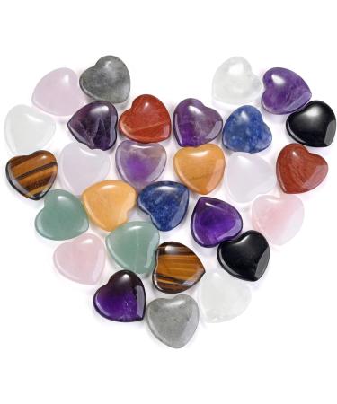Crystear's 10 Color Gemstone Heart Stones - 20mm Hand-Carved Crystal Healing Thumb Stones & Lucky Charms - Buy Online on GoSupps.com