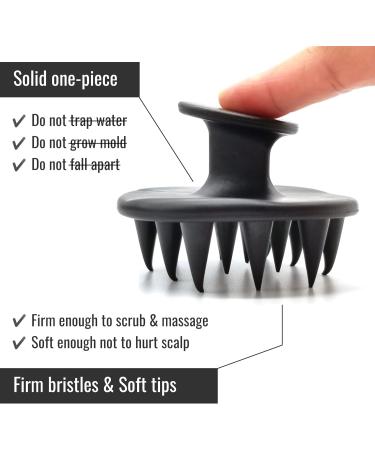 2-Piece Wakisaki Solid Silicone Scalp Massage Brush Set - Mold-Resistant Hair Shampoo & Head Massager (Black) | International Shipping - Buy Online on GoSupps.com
