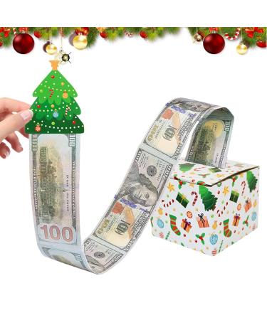 Christmas Cash Pull Box Paper Holiday Currency Holder Box | with 30 Bags Candy Box Holiday Cash Pull Package Box for Loved Person White