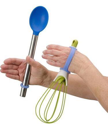 EazyHold Blue Silicone Universal Cuff 2-Pack - Assistive Hand Grip for Special Needs, Cerebral Palsy & Handicaps - Pediatric Mobility Aid with Adaptive Handles - Buy Online on GoSupps.com