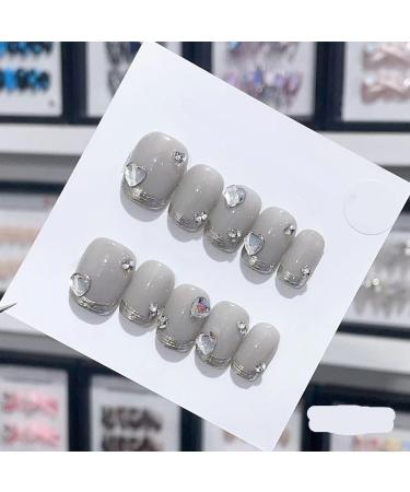 Handmade Long and Short Nail Patches for Artificial Nail Enhancement(Color:19578 Size:XS)